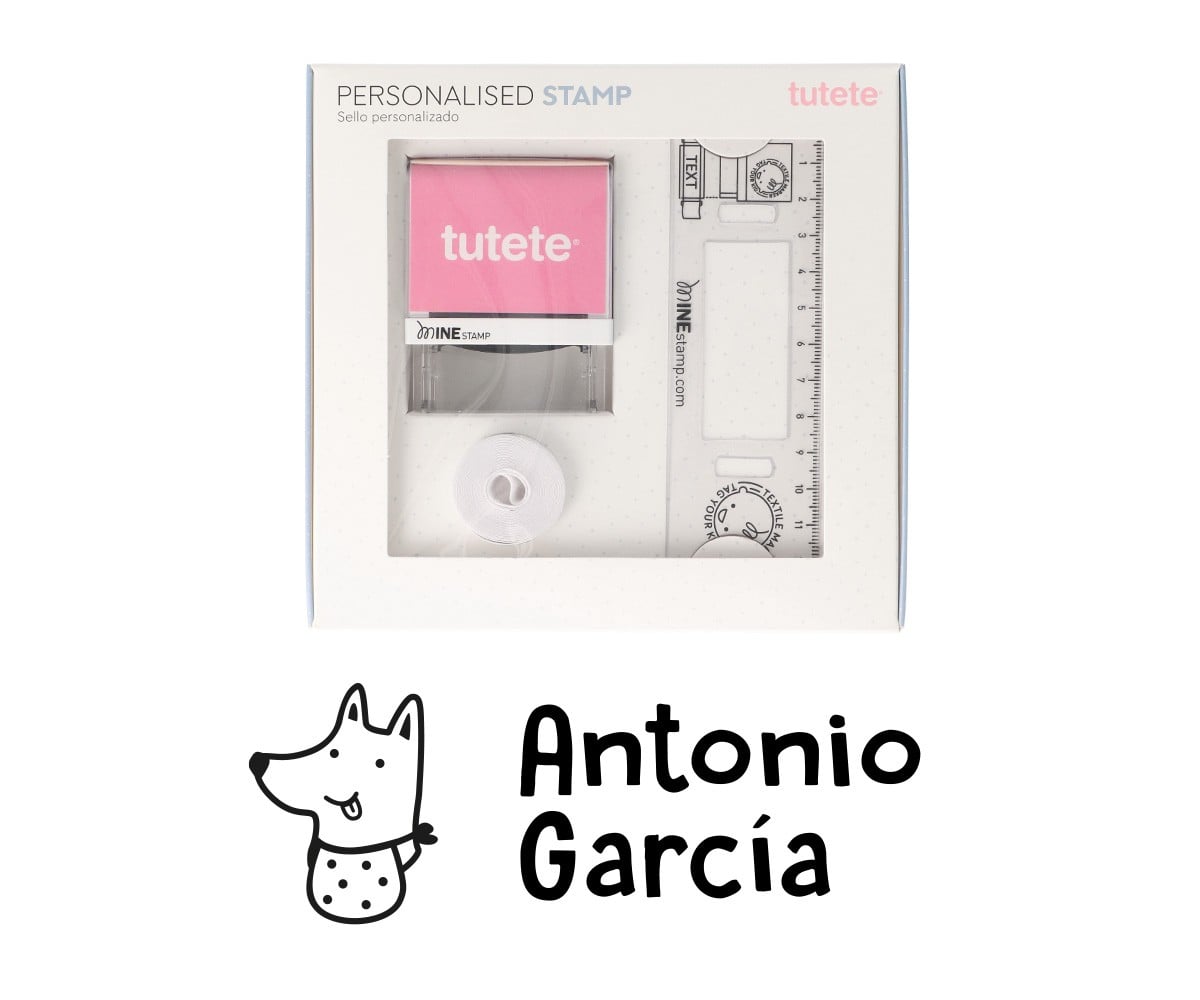 Tampon Personnalisé Loup + Ruban Blanc pour Vêtements Foncés