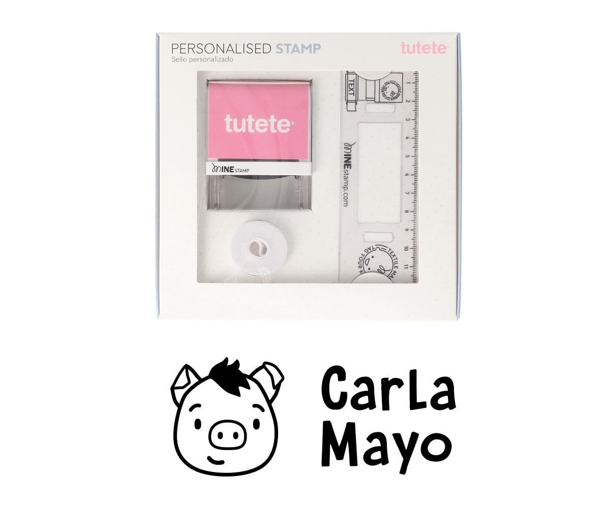Carimbo Personalizado Pig + Fita branca para roupas escuras
