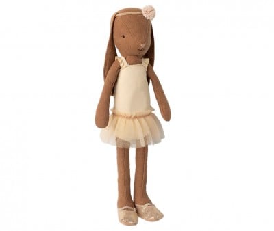 Conejito Talla 2 Marrón Chocolate con Traje de Ballet y Falda Crema