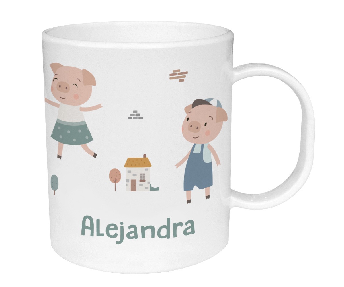 Chávena plástica personalizada The Three Little Pigs
