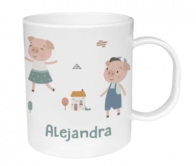 Chávena plástica personalizada The Three Little Pigs
