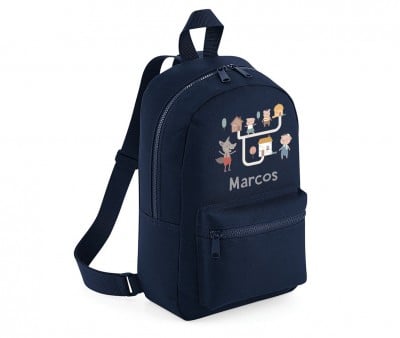 Mochila Mini Fashion Marinho Personalizada The Three Little Pigs