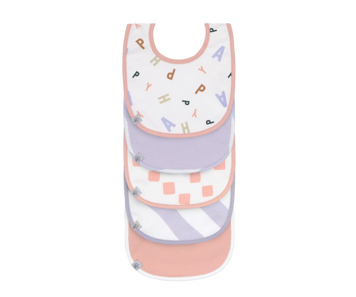 Pack de 5 Bavoirs Happy Fruits Peach / Pastel Lilac