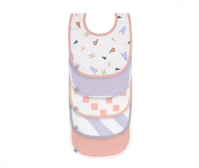 Pack de 5 babetes Happy Fruits Peach Bibs/Pastel Lilac 