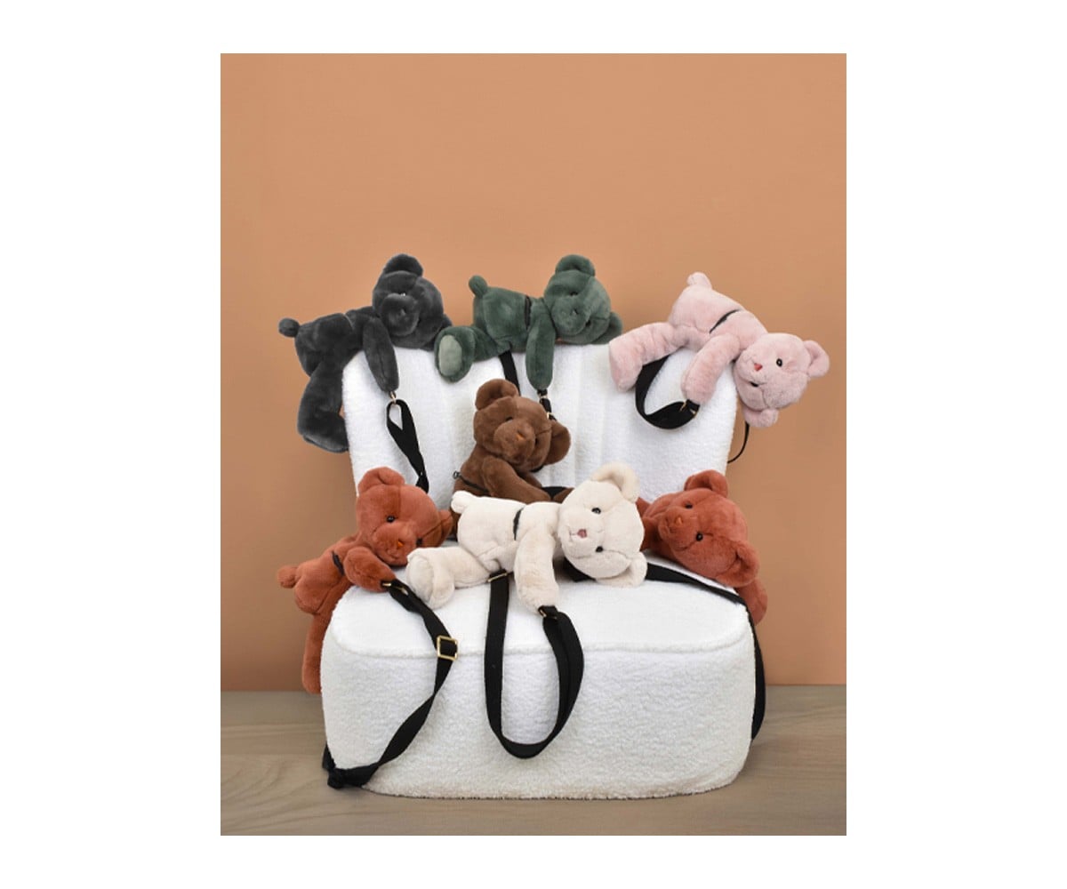Bolsa Urso de Peluche Bege 30cm