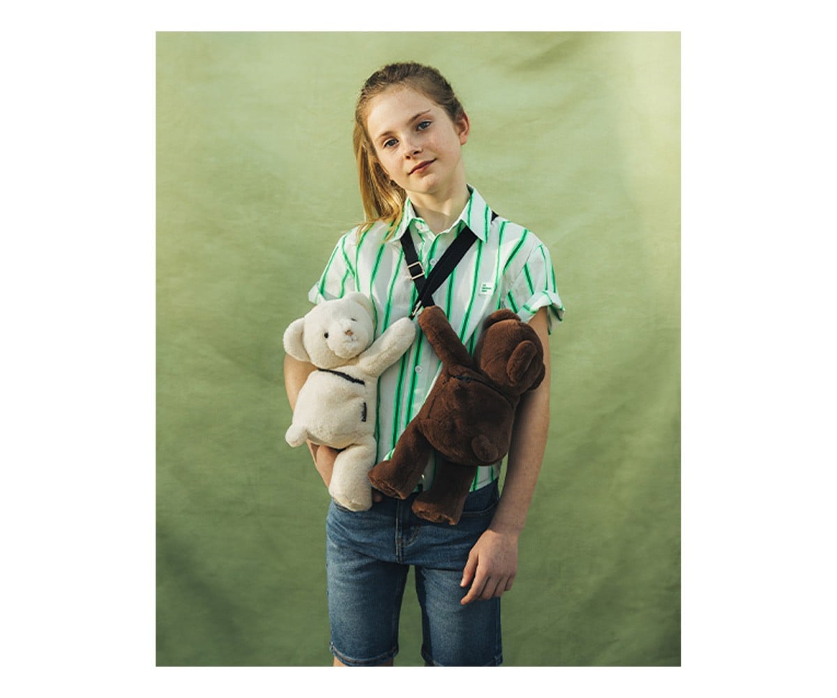 Bolsa Urso de Peluche Bege 30cm