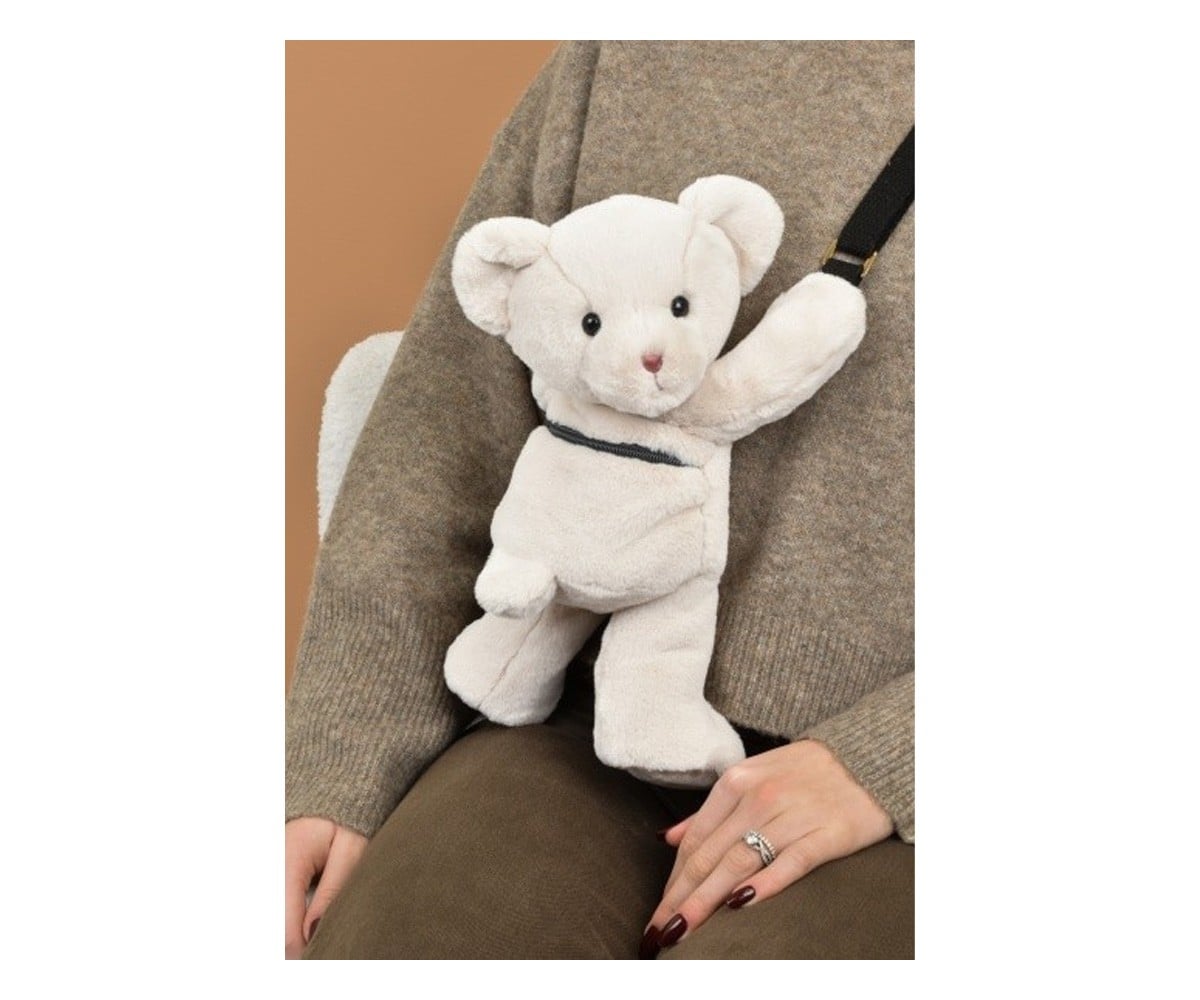 Bolsa Urso de Peluche Bege 30cm