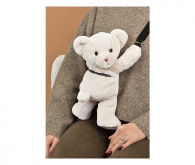 Bolsa Urso de Peluche Bege 30cm