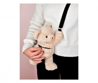 Bolsa Urso de Peluche Bege 30cm