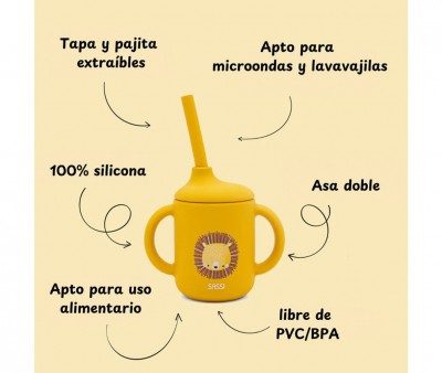Tazza in Silicone con Cannuccia Leone 120ml