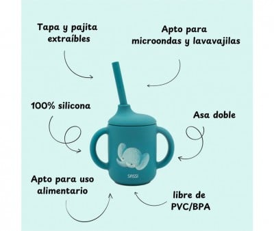 Tasse en Silicone avec Paille Éléphant 120 ml