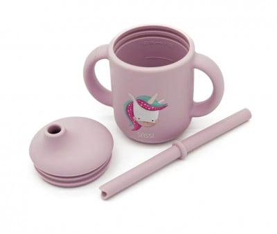Copo de silicone unicórnio com palhinha 120ml