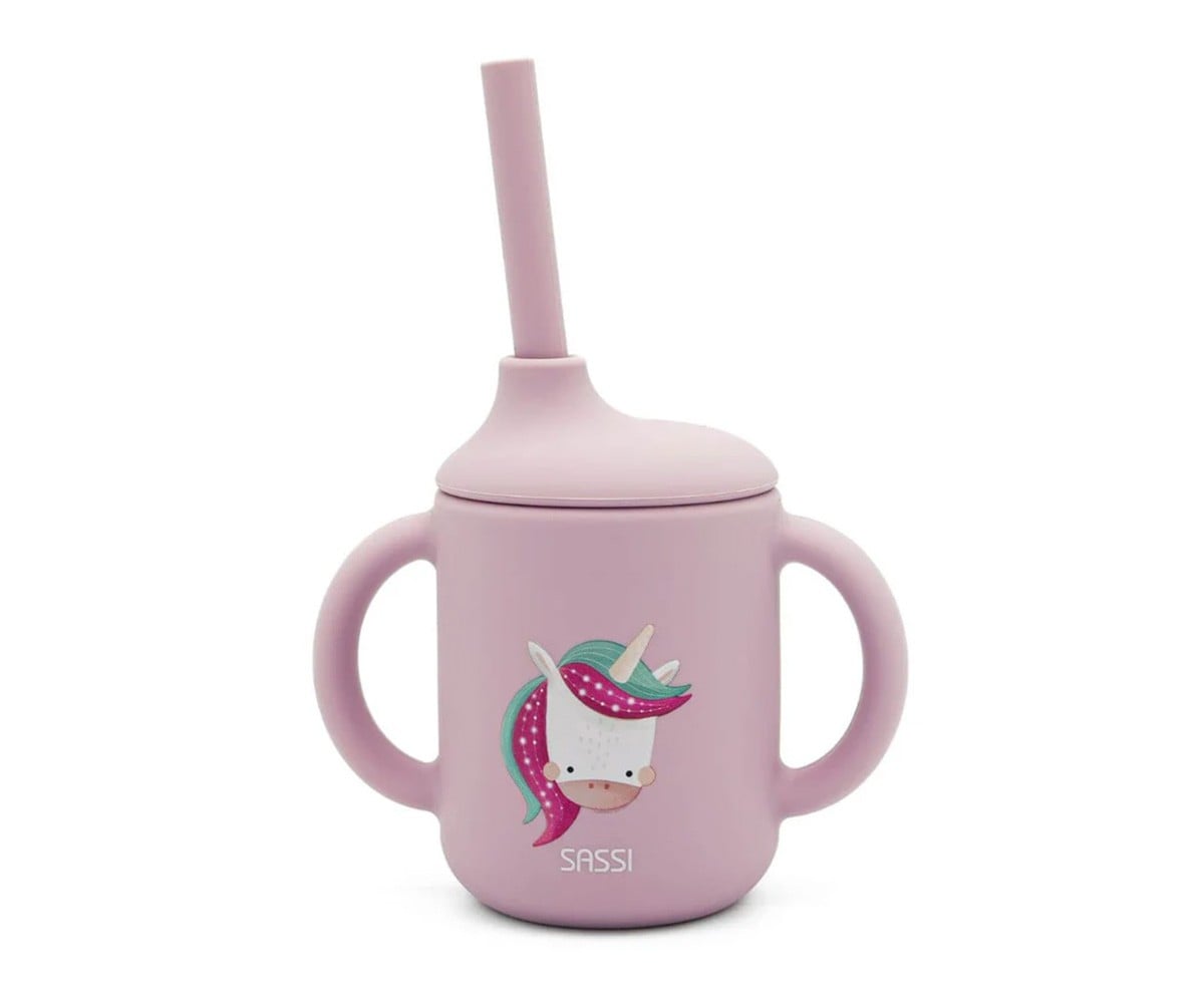 Copo de silicone unicórnio com palhinha 120ml
