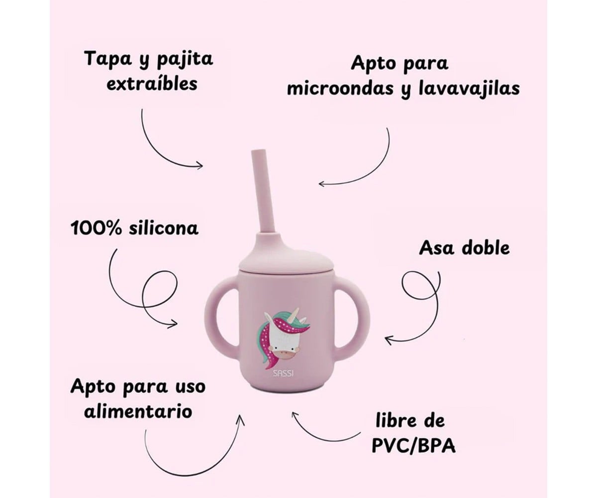 Copo de silicone unicórnio com palhinha 120ml