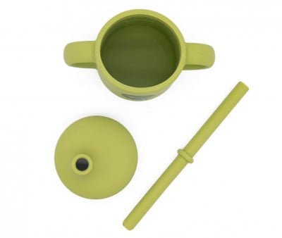 Copo de silicone de dinossauro com palhinha 120ml