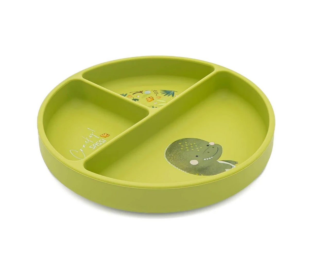 Plato de Silicona con Compartimentos Dinosaurio