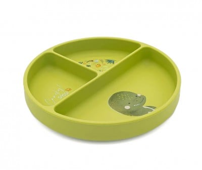 Plato de Silicona con Compartimentos Dinosaurio