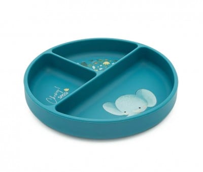 Assiette en Silicone à Compartiments Éléphant
