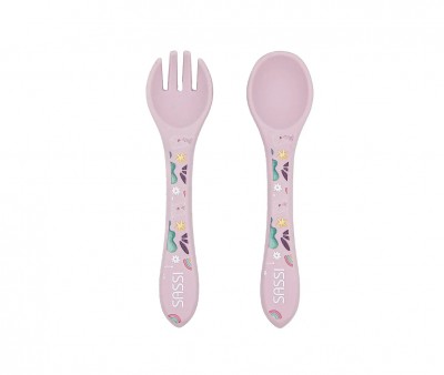 Colher e garfo de silicone Unicórnio 