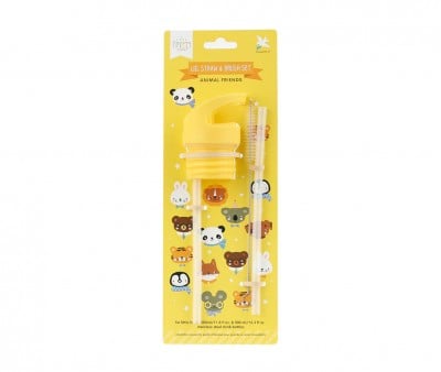 Set Tapa Pajita y Cepillo Animal Friends