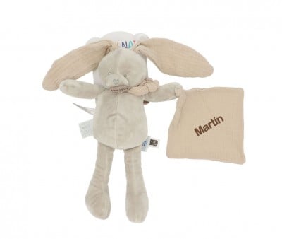 Cuddly Bunny with Mini Doudou Moka Personalised