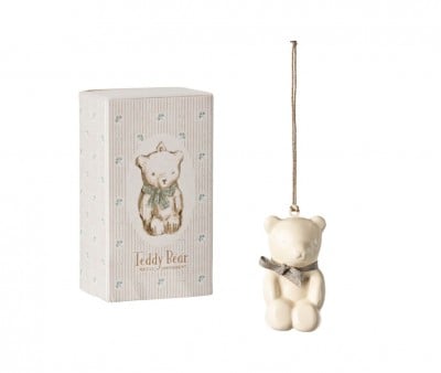 Enfeite de metal de ursinho de peluche White/Blue