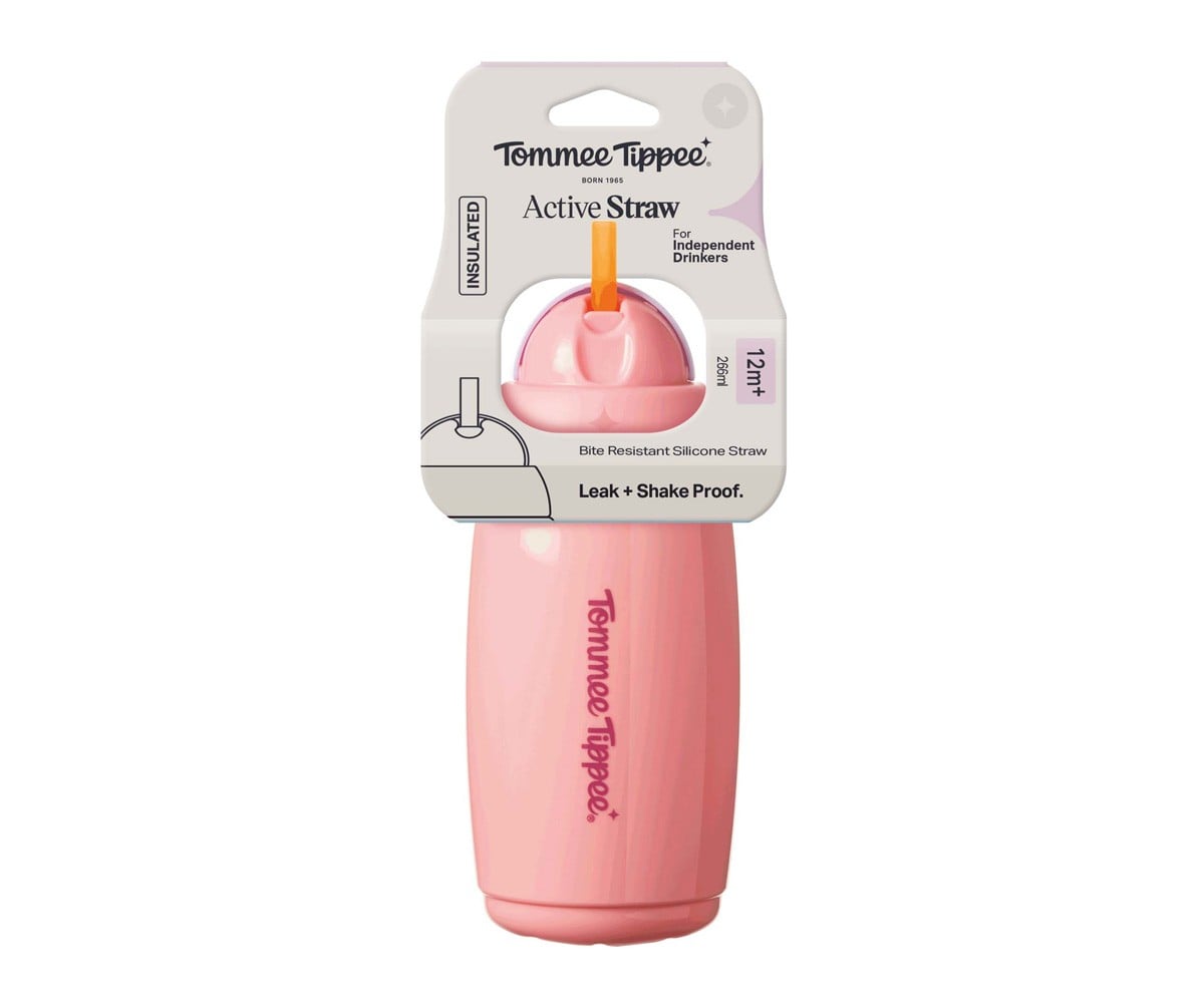 Botella Isotérmica Antigoteo con Pajita Rosa Pastel 266ml