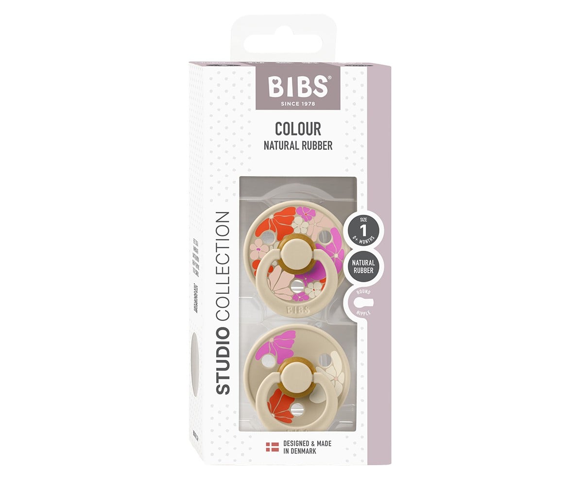 2 Sucettes BIBS Studio Colour Round Morning Bloom Vanilla Mix