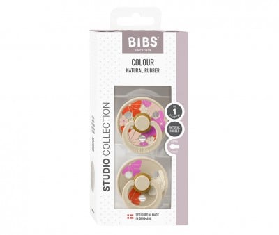 2 Sucettes BIBS Studio Colour Round Morning Bloom Vanilla Mix