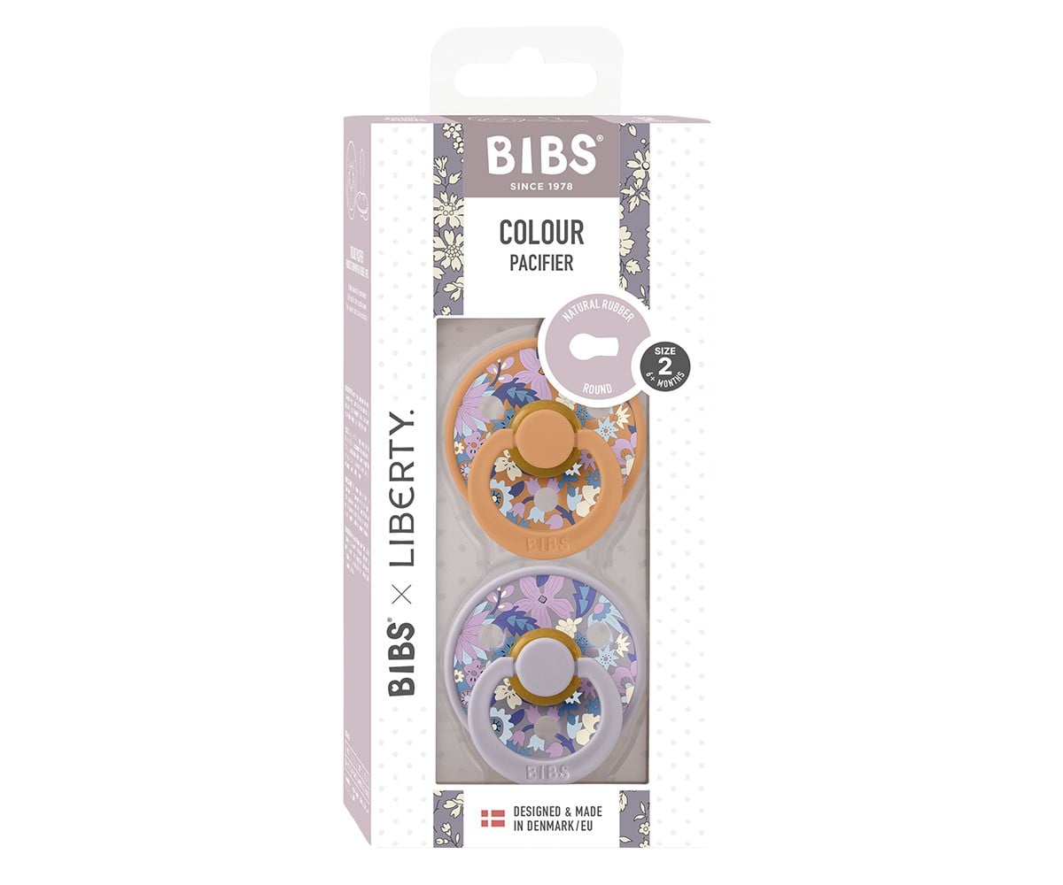 2 Sucettes BIBS Colour Round Liberty June Blossom Pumpkin Mix