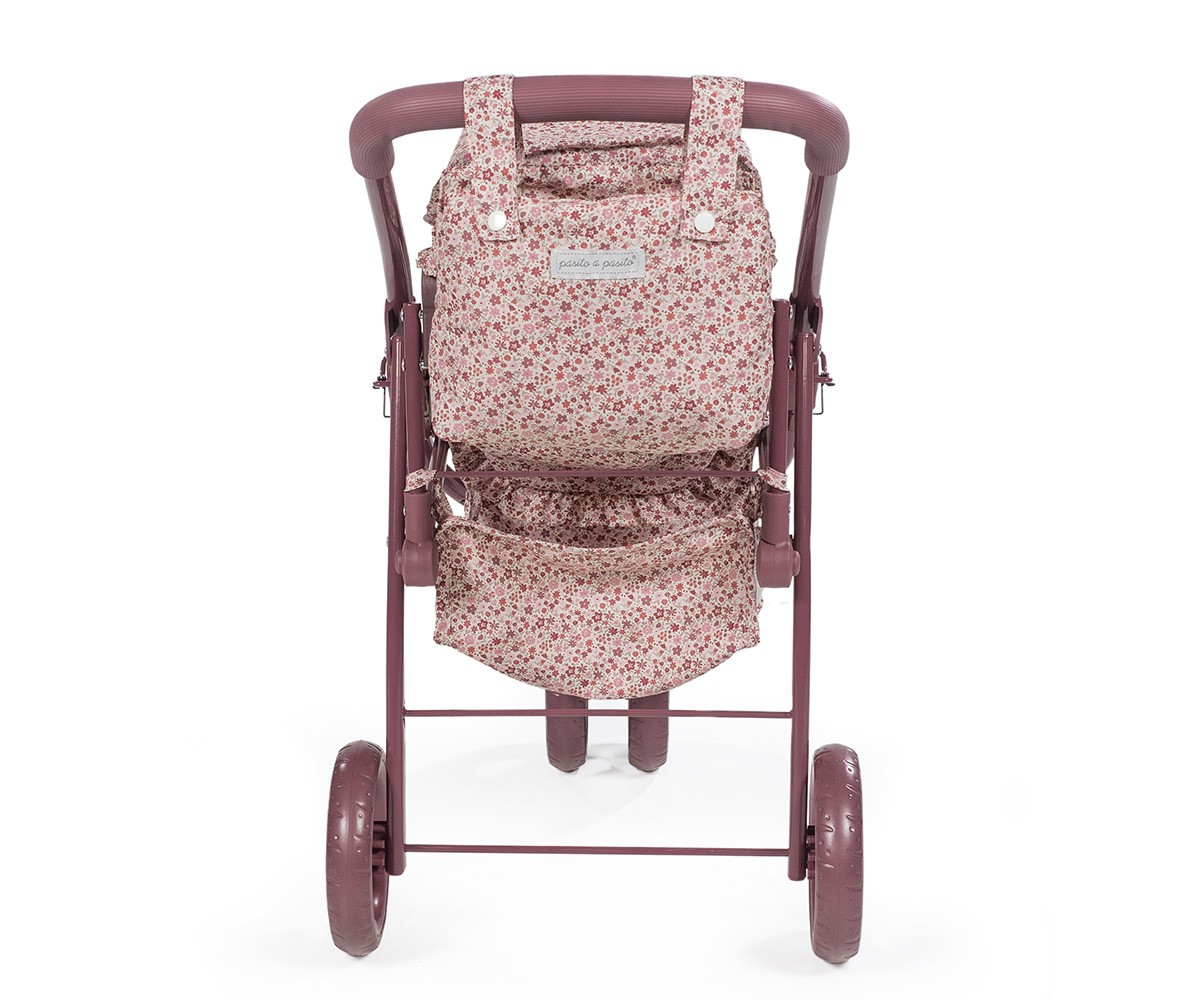 Cochecito Gemelar Cherry Flores para Muñecas