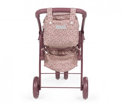 Cochecito Gemelar Cherry Flores para Muñecas