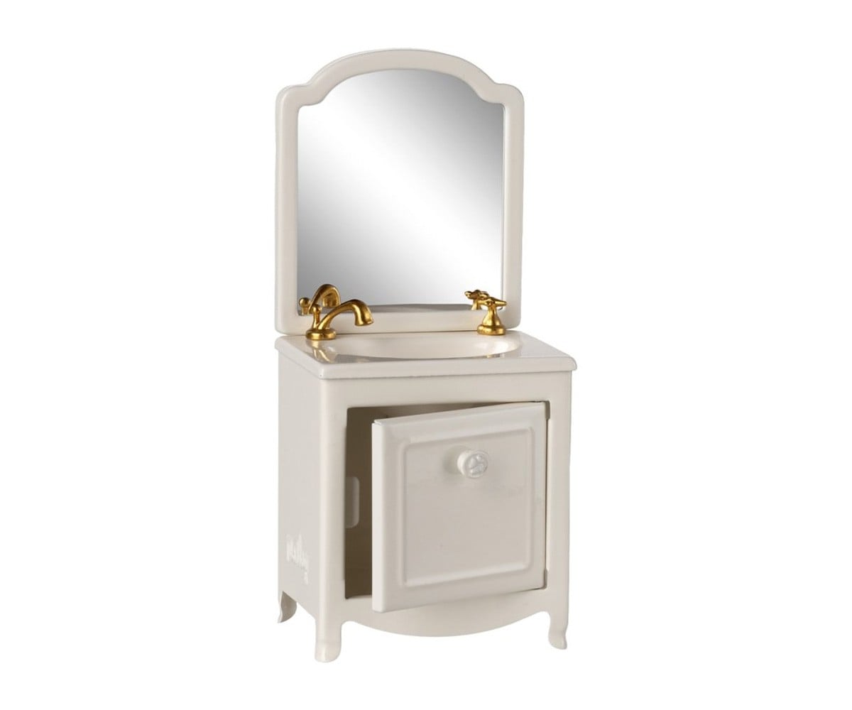 Mobile con Lavabo e Specchio Off White Maileg Miniatura