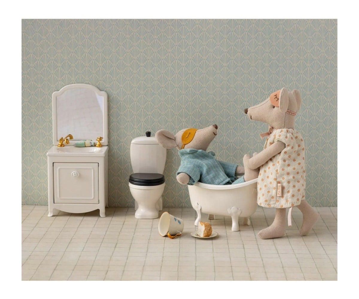 Mobile con Lavabo e Specchio Off White Maileg Miniatura