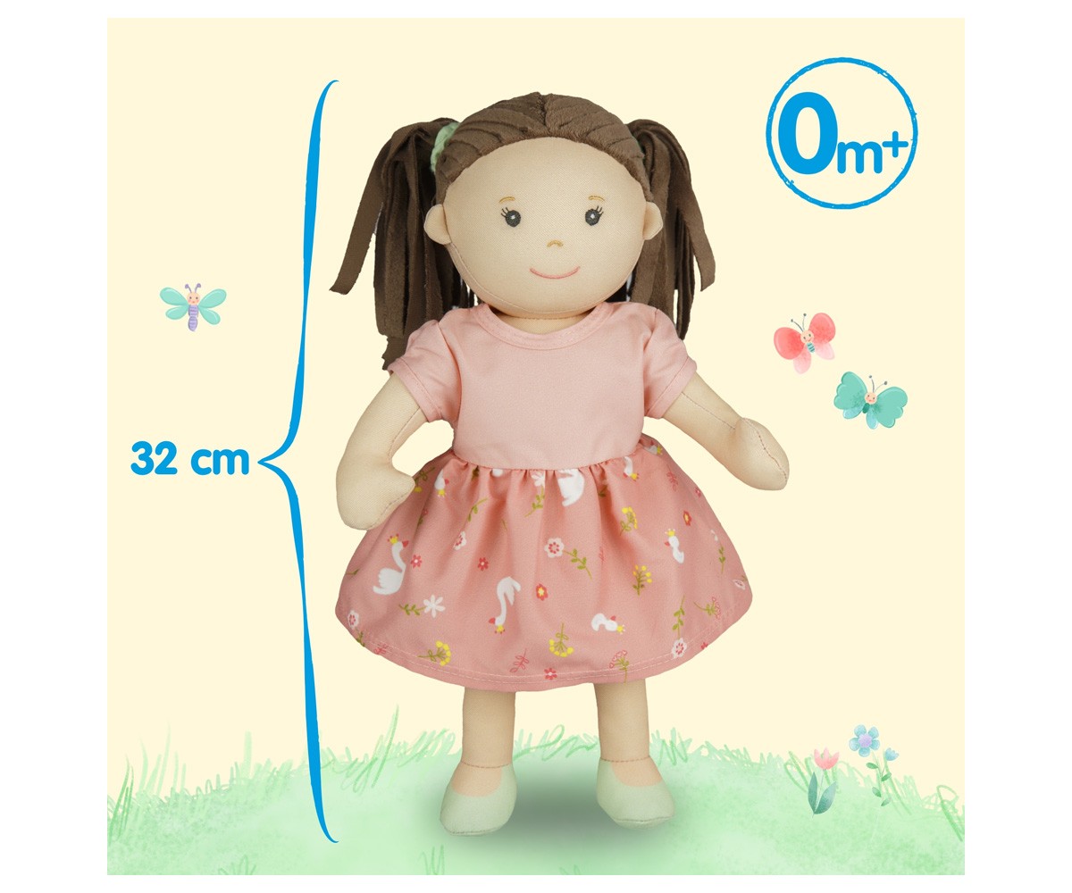 Boneca de tecido Lucie com vestido, personalizável de 32 cm
