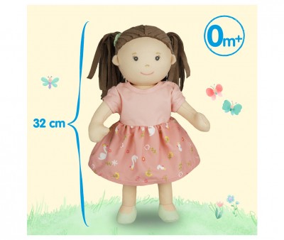 Boneca de tecido Lucie com vestido, personalizável de 32 cm