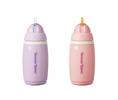 Garrafa isotérmica Anti-gotas Palhinha roxa/rosa pastel 266ml