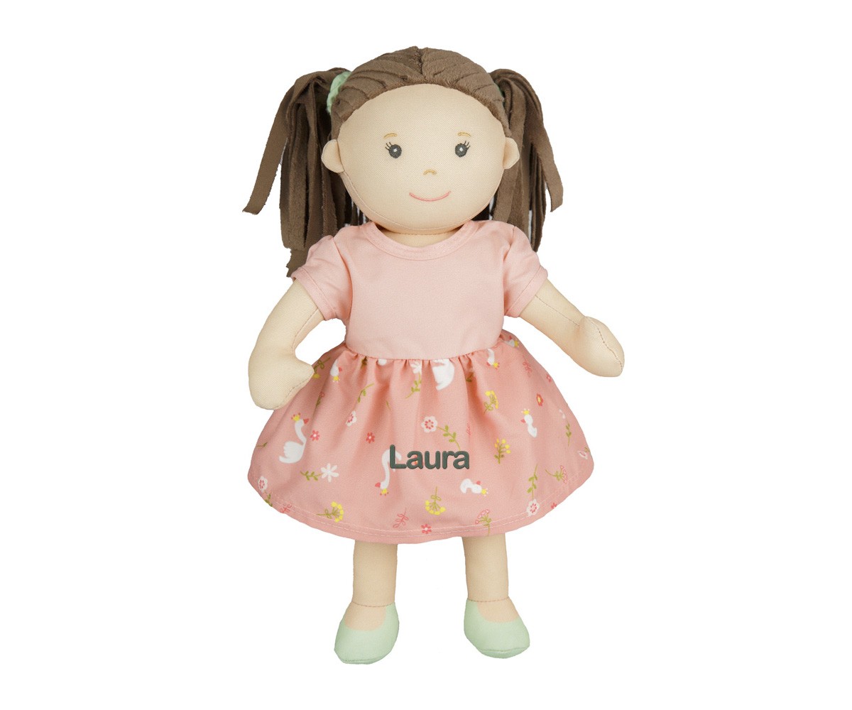 Boneca de tecido Lucie com vestido, personalizável de 32 cm