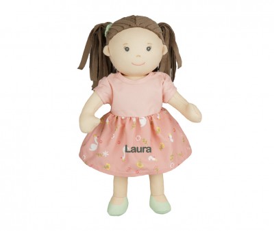 Boneca de tecido Lucie com vestido, personalizável de 32 cm