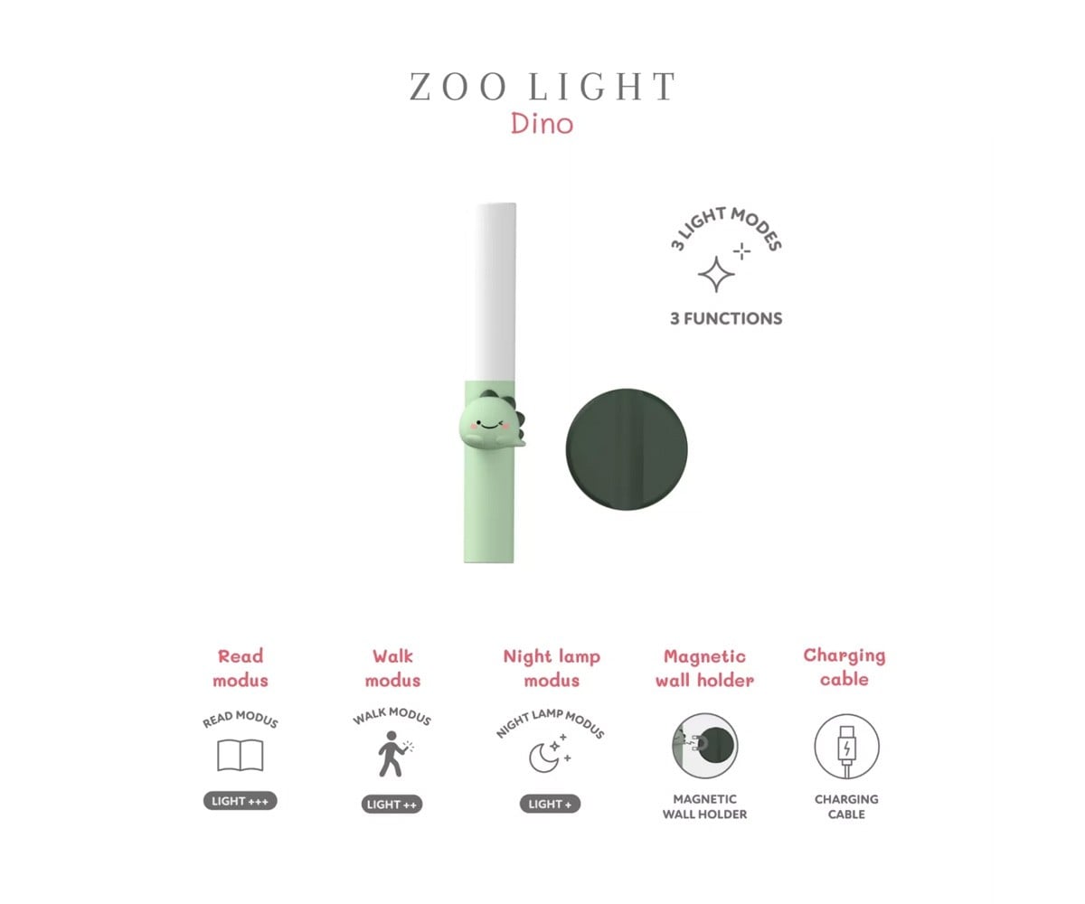 Lampe Enfant 3-en-1 Zoo Light Dino Vert
