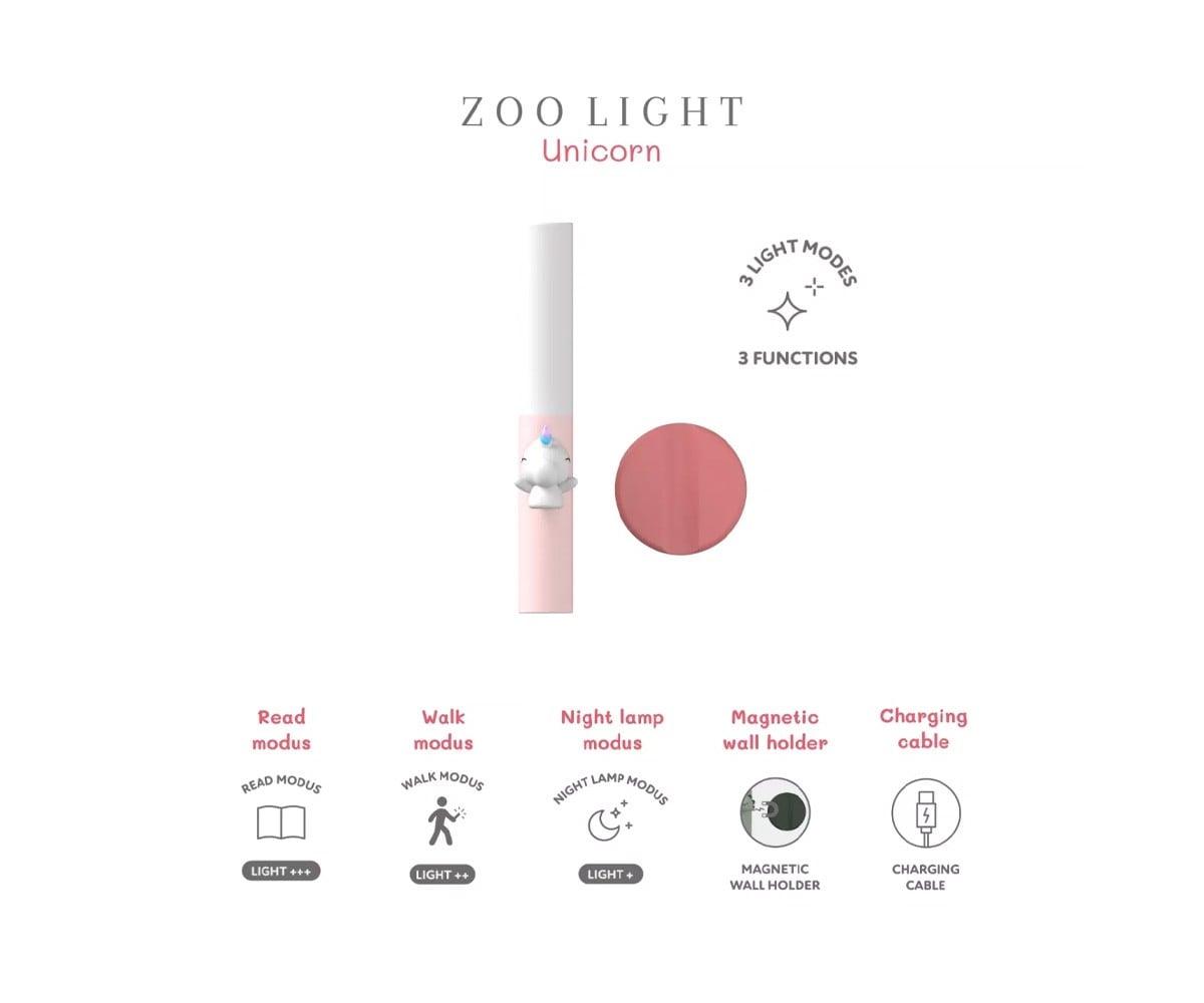 Luz leitura Zoo Light Unicorn 3 em 1