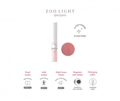 Luz leitura Zoo Light Unicorn 3 em 1