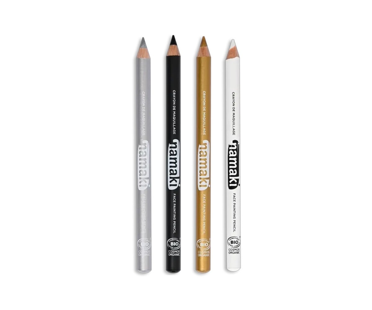 Conjunto de 4 lápis finos de maquilhagem Namaki: dourado, prateado, preto e branco