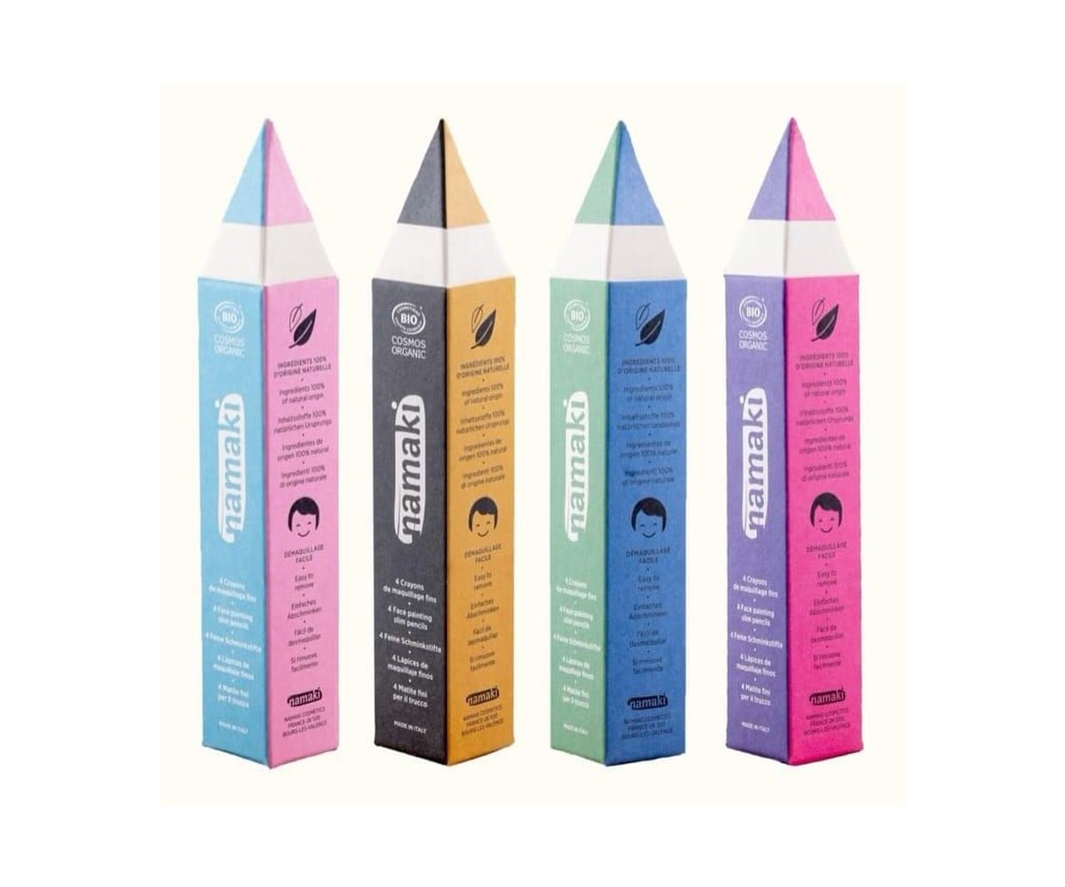 4 Matite Fini Trucco Namaki Giallo-Rosa-Turchese-Bianco