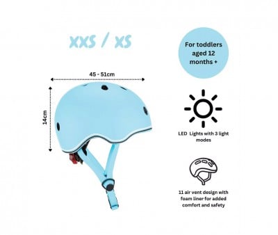 Casco Go Up Lights Azul Pastel