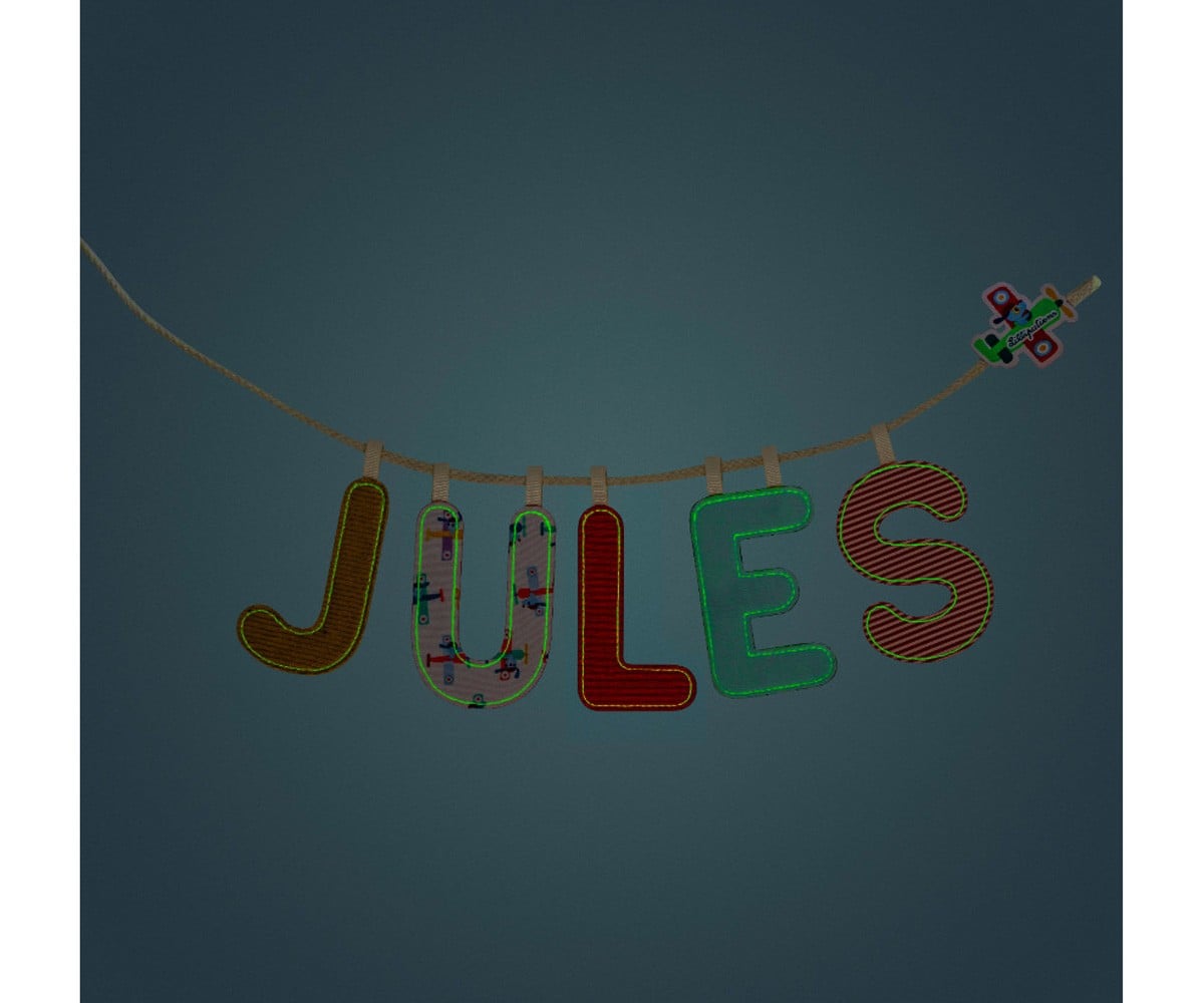 Lettera Tela Lilliputiens Fosforescente E Rosa