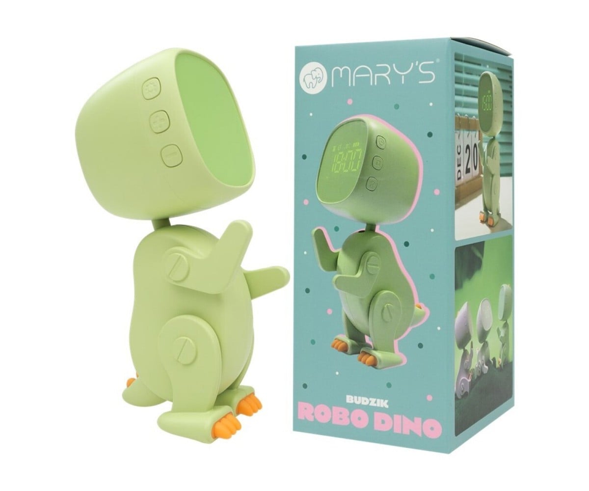 Reloj Despertador Infantil Robo Dino Verde