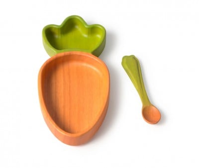 Assiette et Cuillère en Bois pour Enfant Cathy The Carrot
