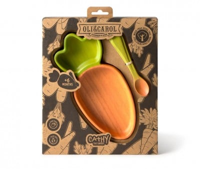 Assiette et Cuillère en Bois pour Enfant Cathy The Carrot
