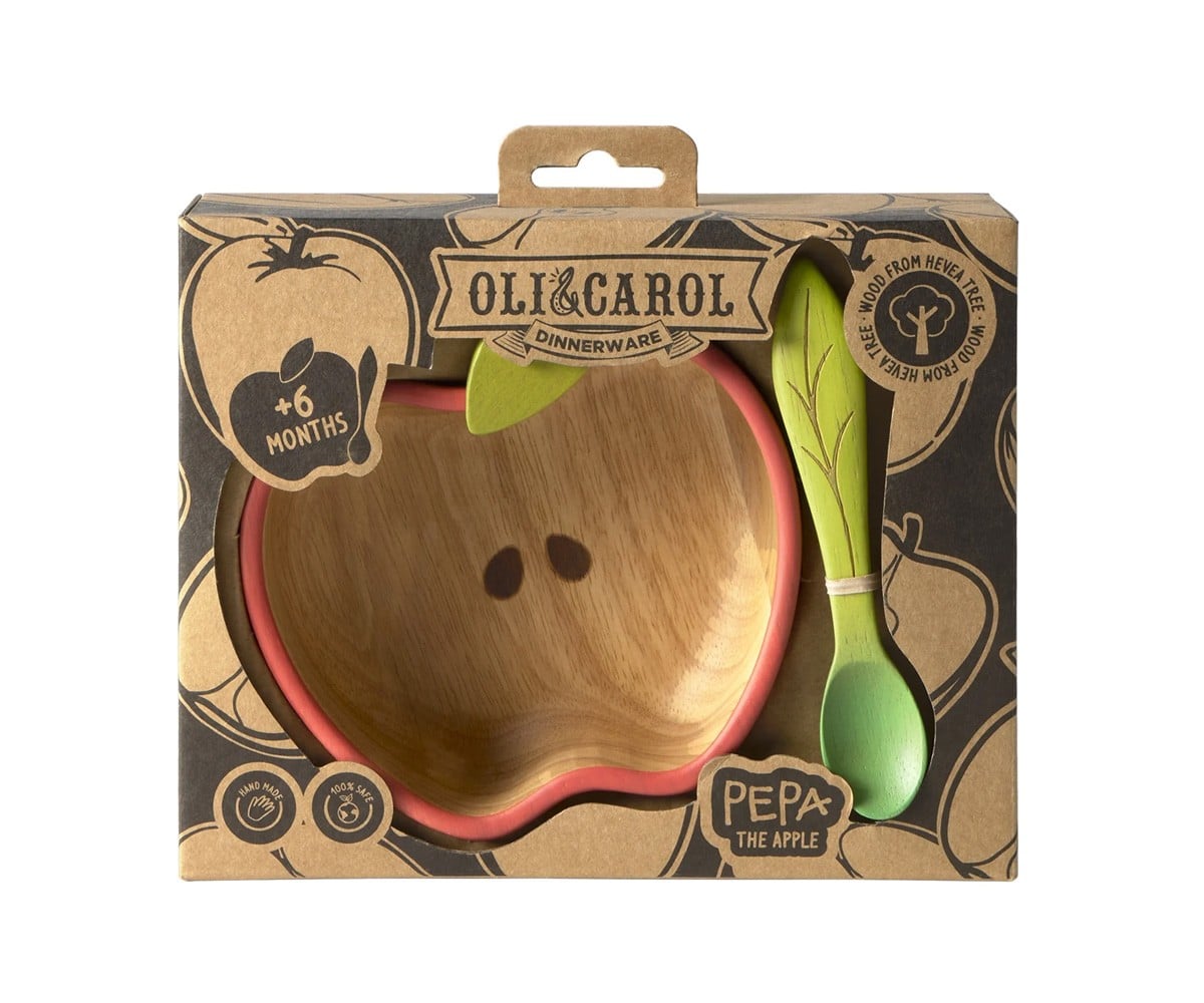 Vajilla Infantil Bol y Cuchara de Madera Pepa The Apple
